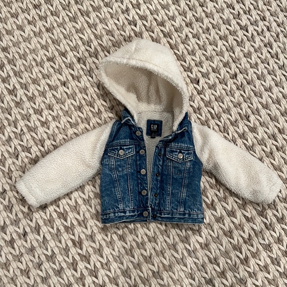 gap kids denim shearling jean jacket - Picture 2 of 4
